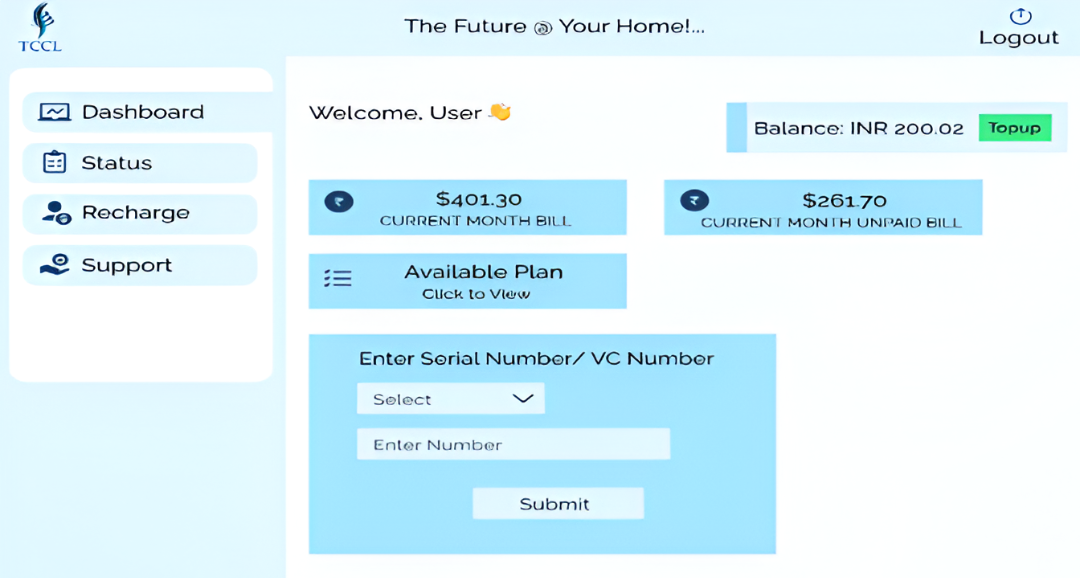 Customer Recharge Portal UI design in Figma