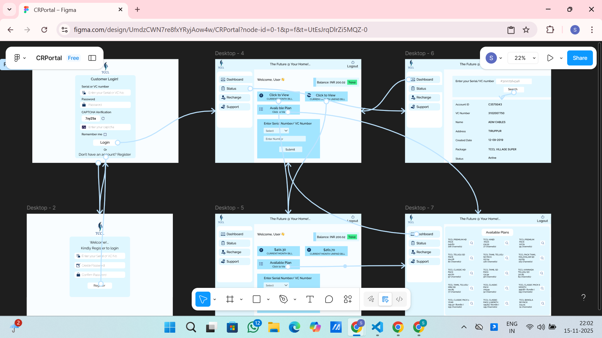 Figma preview of the Customer Recharge Portal UI